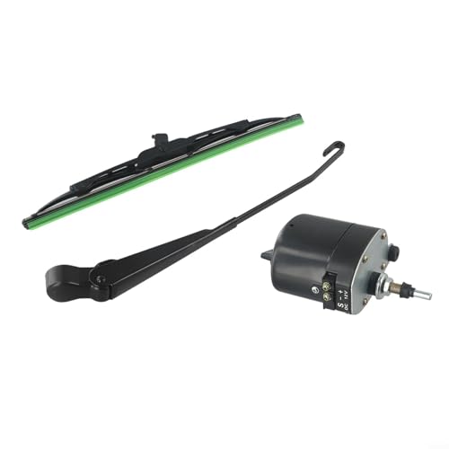 Oniissy 12 V Scheibenwischermotor mit Wischerblatt für Fischerboote, Wohnwagen, für fast alle Traktor-Wischerarm, für Traktoren, Angelwagen, ATV-UTV (Motor + Wischer) von Oniissy