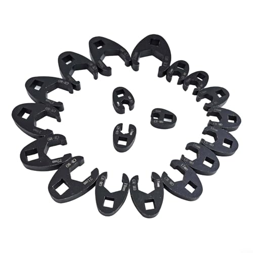 Oniissy 19-teiliges metrisches Schlagmutternschlüssel-Set, 8–32 mm, Chrom-Vanadium-Stahl, 3/8 und 1/2 Antrieb Hahnenfuß-Steckschlüssel mit robuster Aufbewahrungsbox für den professionellen Einsatz von Oniissy