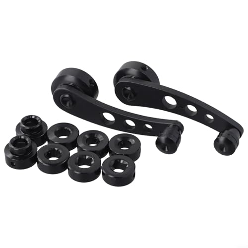 Oniissy 2 Stück Fensterkurbelgriff-Wickler, schwarze CNC-Aluminiumlegierung, Fensterkurbel-Kurbelgriff-Set, Auto, Wagen, Tür, Fenster, Kurbel (schwarz) von Oniissy