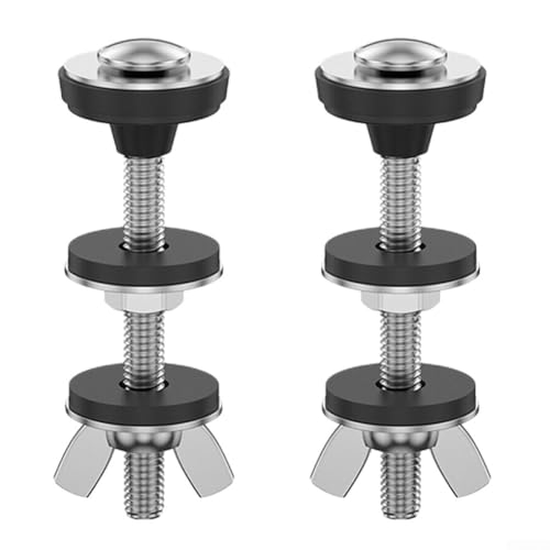 Oniissy 2 Stück WC-Tankschrauben, WC-Tank-Befestigungsset, Edelstahl-Toiletten-Set für Sitz, geteilte Unterlegscheibe, M6 x 65 mm Größe mit 2 Schrauben (Silber + Schwarz) von Oniissy