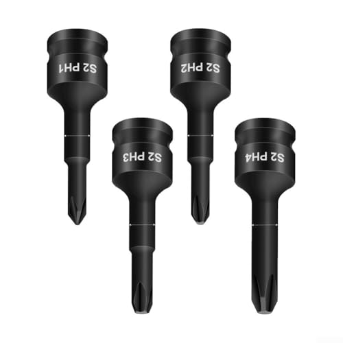 Oniissy 3/8 Zoll Antrieb Stecknuss Adapter Set mit für Kreuzschlitzschraubendreher Bits PH1 PH2 PH3 PH4, Chromstahl Schraubenschlüssel Adapter Werkzeuge für Handwerkzeuge, 4 Stück Set von Oniissy