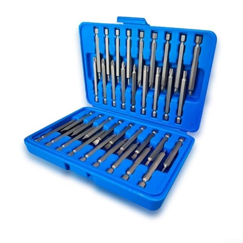 Oniissy 36-teiliges Schraubendreher-Bit-Set, 1/4-Zoll-Schaft, 75 mm, extra lange Schraubendreher-Bits mit Torx für Kreuzschlitz, Pozidriv, Sechskant-Schlitzköpfe und Aufbewahrungsbox für von Oniissy