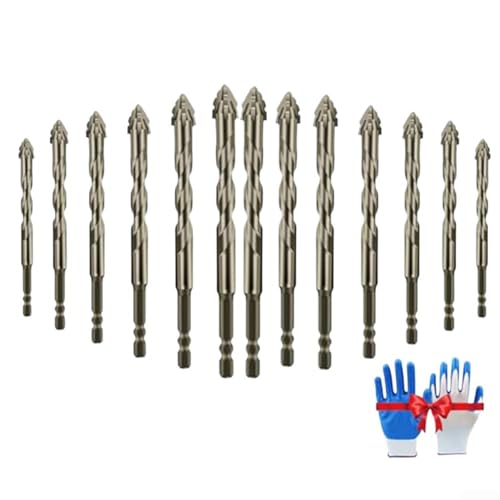 Oniissy 4-schneidiges Wellenschliff-Bohrer-Set mit Titanbeschichtung für Stein, Glas, Holz, Metall, Hartmetall-Exzenter-Bits, 3–12 mm, Sechskantschaft, Dreieck-Design, 13-teiliges Set Oniissy 4-schneidiges Wellenschliff-Bohrer-Set mit Titanbeschichtung für Stein, Glas, Holz, Metall, Hartmetall-Exzenter-Bits, 3–12 mm, Sechskantschaft, Dreieck-Design, 13-teiliges Set von Oniissy