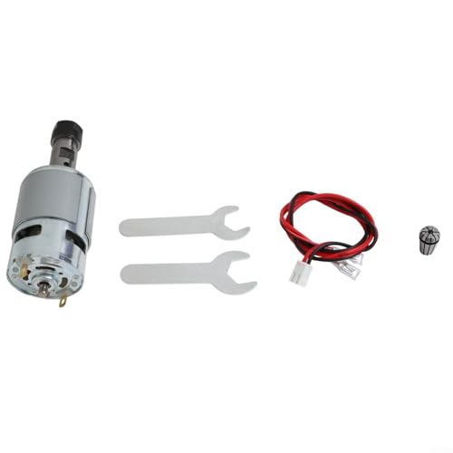 Oniissy 775 Spindelmotor DC 12V-24V 20000RPM Elektromotor mit Kugellager-Bohrfutter und Schraubenschlüssel für CNC-Gravierer, Mini-Werkzeug, 100W 1,5Nm Drehmoment, Silber von Oniissy