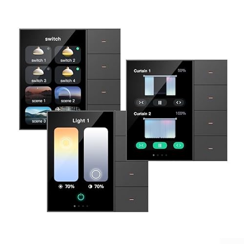 Oniissy 8,9 cm Smart-Wandschalter – für Tuya für Zigbee Wandschalter Touchscreen 4 Gruppen Schalter 8-Wege – Smart Scene Wandlichtschalter Panel Typ 86 (grau) von Oniissy