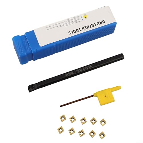 Oniissy 8 mm S08K-SCLCR06 Drehwerkzeughalter Bohrstangen-Set mit 10 Stück CCMT060204-HM Hartmetalleinsätzen und T8-Schraubenschlüssel, Schaft aus legiertem Stahl für Endbearbeitung und von Oniissy