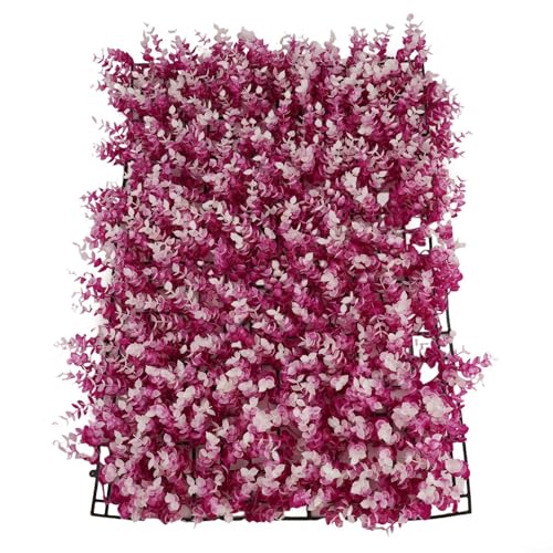 Oniissy Dekorative Kunstrasenmatte Sichtschutz Kunstrasen Panel Hecke Wand Laub Hintergrund für Garten Hochzeit Party Heimdekoration 40 x 60 cm (lila und weiß) von Oniissy