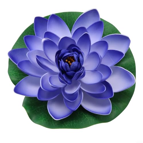 Oniissy Dekorative schwimmende Lotusblüte, 18 cm, Seerose für Garten, Teich, Aquarium, Zuhause, Dekoration, mehrfarbig (blau-lila) von Oniissy