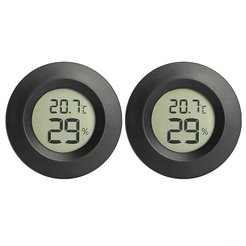 Oniissy Digital Hygrometer Thermometer Mini LCD Temperatur Luftfeuchtigkeitsmesser Tester Hygrometer für Kühlschrank Innen -50°C~+70°C (Schwarz-2pack) von Oniissy