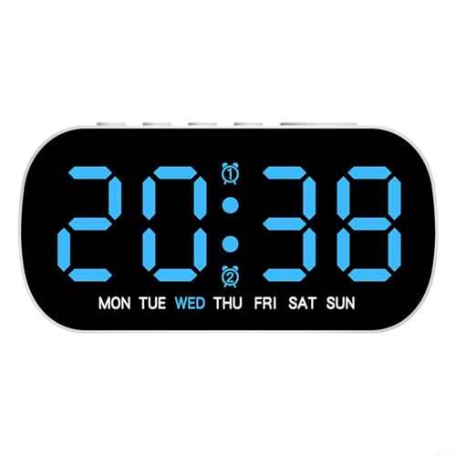 Oniissy Digitale Wanduhr, großes Display, digitaler Wecker, einstellbare Helligkeit, LED-Digitaluhr, Countdown-Uhr mit Datum, Woche, Temperatur (blau) von Oniissy