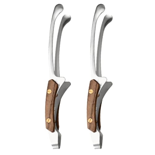 Oniissy Edelstahl-Küchenzangen-Set mit Holzgriff, Grillpinzette, lange Grillzange zum Servieren, Braten, hitzebeständig, 25,5 cm, garantiert Langlebigkeit (A) von Oniissy