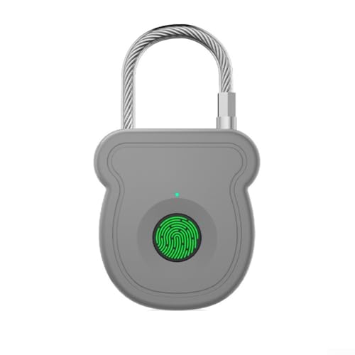 Oniissy Fingerabdruck-Vorhängeschloss mit USB-C-Akku, biometrisches schlüsselloses Sicherheitsschloss für Türen, Schränke, Gepäck, Rucksäcke, Koffer, ABS und Stahl (Grau) von Oniissy