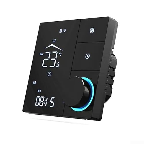 Oniissy Für Tuya Smart WiFi Thermostat für Wasser- und Elektroheizung, für Alexa-Sprachsteuerung zur Ferntemperaturregulierung, wandmontiertes Thermostat (schwarz 16 A) von Oniissy