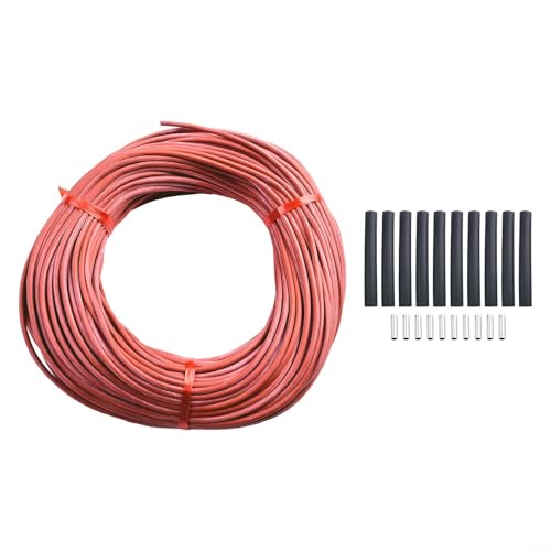 Oniissy Heizkabel aus Kohlefaser, 12 K, 33 Ω/m, elektrische Heizdrahtspule mit Silikonkautschuk-Isolierung, 25 W/m Ausgang, Hochspannung 3000 V Test, Infrarot 8–18 μm, (50 m) von Oniissy
