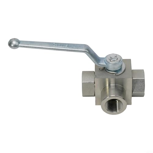 Oniissy Hydraulisches 3-Wege-Hochdruck-Kugelhahn, manuelles T-Ventil aus Karbonstahl mit Innengewindeanschluss, 500 bar MWP 7250 PSI, Größen G1/4 bis G3/4, -20 °C bis (G3/4) von Oniissy