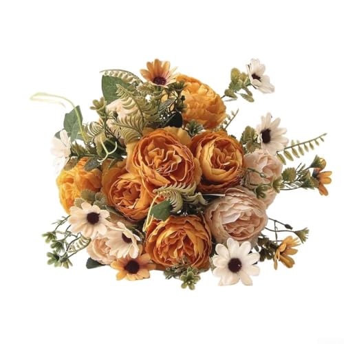 Oniissy Künstliche Pfingstrosen – künstliche Pfingstrosen Blumensträuße künstliche Pfingstrosen – für Hochzeit/Party/Tafelaufsatz/Tischdekoration (orange) von Oniissy