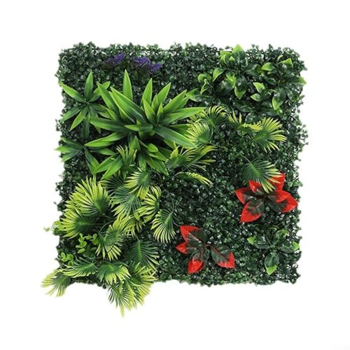 Oniissy Künstliche Pflanzen-Wandpaneele, Wände, Laubhecke, Grasmatte, Grünpflanzen, Zaun, 50 x 50 cm, für Innen- und Außenbereich, Garten, Haus (E) von Oniissy