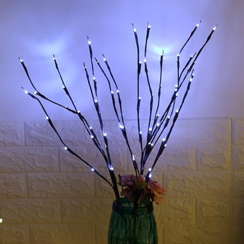 Oniissy LED-Zweiglicht, batteriebetrieben, beleuchteter Zweig, Vasenfüller, Weidenbaum, künstlicher kleiner Zweig, Strom, , 20 LEDs, für romantische Dekoration zu Hause (weiß) von Oniissy