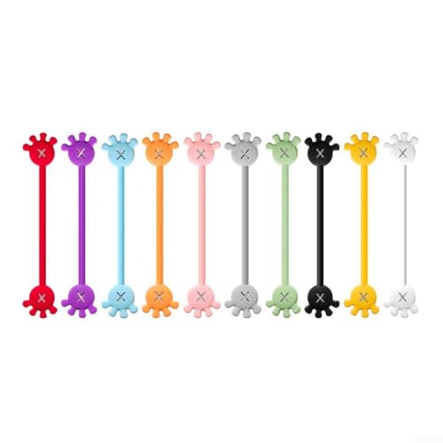 Oniissy Magnetische Kabel-Organizer-Clips, wiederverwendbare Silikon-Kabelbinder, Kabelwickler für Schreibtisch, Büro, Zuhause, Auto, mehrfarbige Kabelmanagement-Lösung für USB (A), 10 Stück von Oniissy