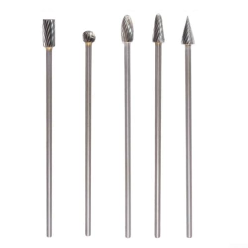 Oniissy Professionelles Hartmetall-Rotationsfeilen-Set, 5 Stück, Einzelschnitt-Frässtifte mit 1/8-Zoll-Schaft für Metallarbeiten, Werkzeugherstellung, Holzschnitzerei, Marmor-Glas (Einzelschnitt) von Oniissy