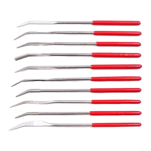Oniissy Professionelles Nadelfeilen-Set, gebogen, 4 x 160 mm, beschichtet, speziell geformt, für Stein, Glas, Metall, Entgraten, Präzisions-Werkstatt, Handwerkzeuge, 10 Stück von Oniissy