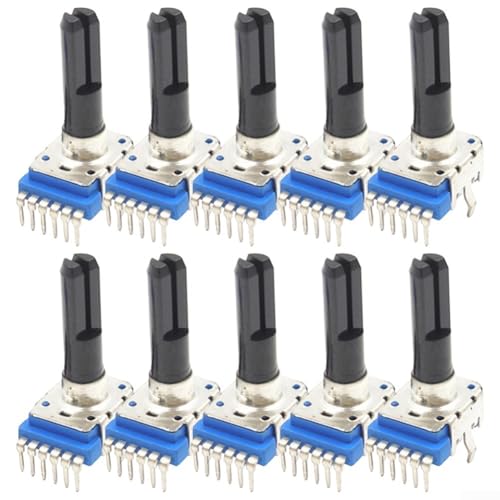 Oniissy RK12 Rotary Stereo K Potentiometer 10 Stück, B10K/B20K/B50K/B100K Widerstands-Optionen, 6-polige Halbschaft-Metallkonstruktion für präzise Lautstärkeregelung in (B10K) von Oniissy