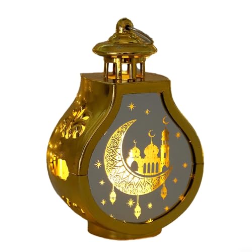 Oniissy Ramadan Kareem Dekoration 2024 LED-Laterne, Eid Mubarak Ornamente – vielseitig, einfach zu bedienen, lange Haltbarkeit (Gold) von Oniissy