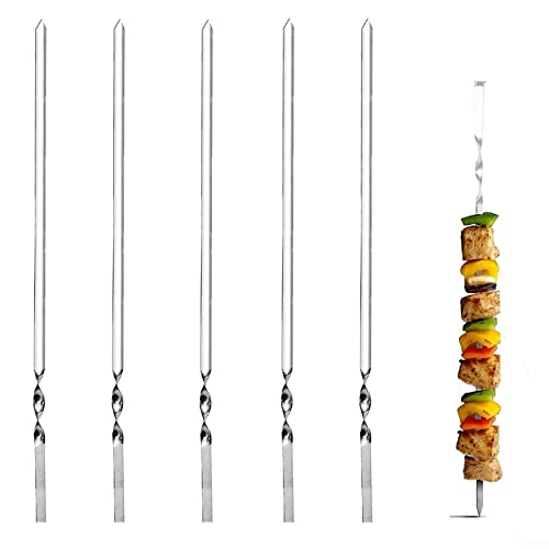 Oniissy Schaschlikspieße, Set mit 5 Titan-Grillspießen, flach, wiederverwendbar, Metallspieße, für BBQ, Cocktail, Shish-Kabob, Partyzubehör, 20 cm von Oniissy