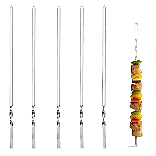 Oniissy Schaschlikspieße, Set mit 5 Titan-Grillspießen, flach, wiederverwendbar, Metallspieße, für BBQ, Cocktail, Shish-Kabob, Partyzubehör, 40 cm von Oniissy