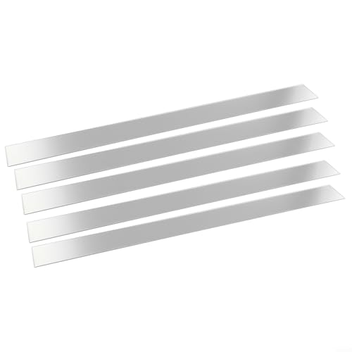 Oniissy Selbstklebende Spiegelfliesen, 5 x 50 cm, flexibel, selbstklebend, langer Streifen, Acryl-Spiegel-Wandaufkleber für Heimwerker/Heim/Dekoration (Silber), 10 Stück von Oniissy