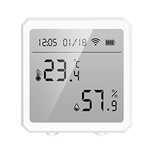 Oniissy Smart WiFi Thermometer Hygrometer Zigbee Innen Digital WiFi Luftfeuchtigkeit Meter Raumthermometer mit App Benachrichtigung für Schlafzimmer, Gewächshaus, Weinkeller von Oniissy