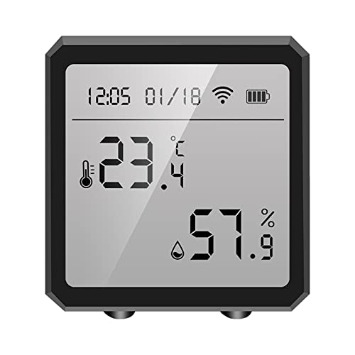Oniissy Smart WiFi Thermometer Hygrometer Zigbee Innen Digital WiFi Luftfeuchtigkeit Meter Raumthermometer mit App Benachrichtigung für Schlafzimmer, Gewächshaus, Weinkeller von Oniissy