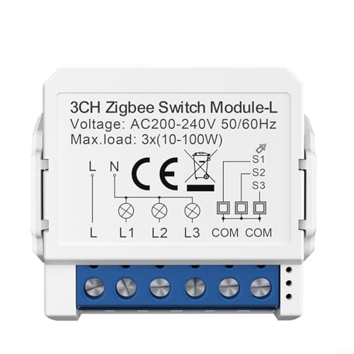 Oniissy Smart lichtschalter 2-Wege für Zigbee Intelligenter Mini DIY Lichtschalter Relais Modul Smart Life/Tuya App(3 Gang) von Oniissy