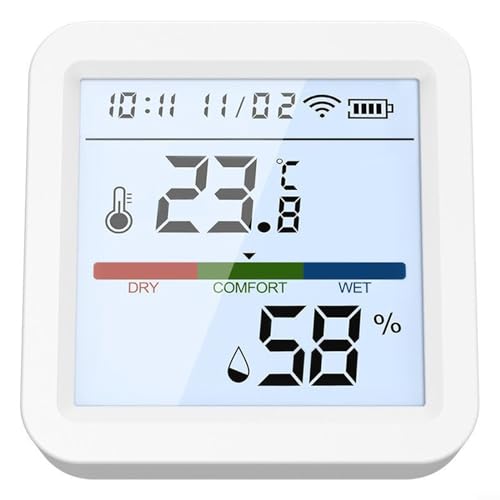 Oniissy Thermometer Hygrometer Innen, Tuya Raumthermometer wlan Temperatursensor mit Smart App, LCD-Bildschirm Digitales Thermo-Hygrometer für Raumtemperatur, Keller, Babyzimme (Wifi) von Oniissy