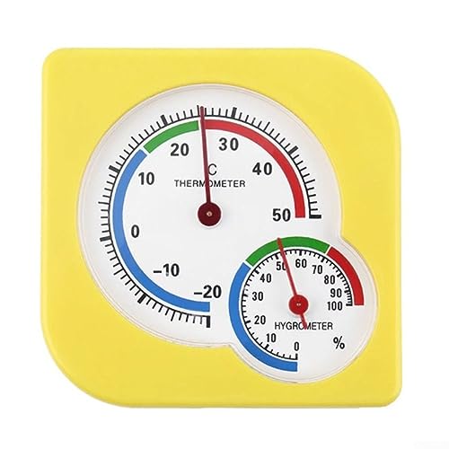 Oniissy Thermometer mit Hygrometer Innen Außen Garten Thermometer analog Luftfeuchtigkeit,Hygrometer Analog & Thermometer Analog |für den Komfort im Büro, zu Hause Yellow von Oniissy