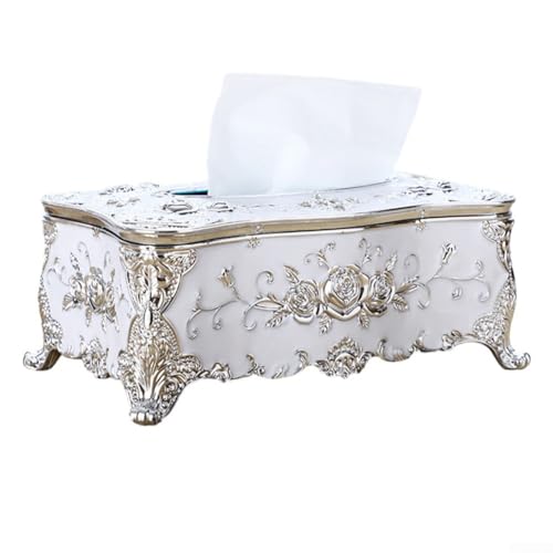 Oniissy Tissue Box Cover Decorative Paper Napkin Holder,Plastic Storage Container With Hand Painted Floral Design, For Kitchen Living Room Office,23x12.5x9.5 cm(silver) von Oniissy