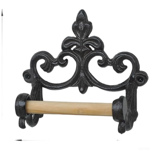 Oniissy Toilettenpapierhalter aus Gusseisen, Wandmontage, Vintage-Stil, für Küche und Bad, mit robuster Textur und traditionellem Aussehen für organisierte Aufbewahrung (D) von Oniissy