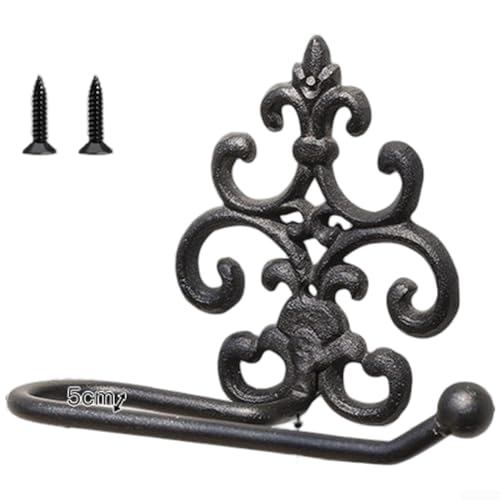 Oniissy Toilettenpapierhalter aus Gusseisen, Wandmontage, Vintage-Stil, für Küche und Bad, mit robuster Textur und traditionellem Aussehen für organisierte Aufbewahrung (E) von Oniissy