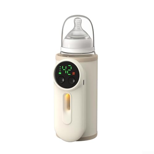 Oniissy Tragbarer Baby-Flaschenwärmer, 8000 mAh, USB, wiederaufladbar, kabellos, Reise-Milchwärmer, Tasche, kompatibel mit Standard-Weithalsflaschen, Wärmedämmung von Oniissy