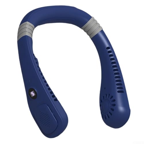 Oniissy Tragbarer Hals-Ventilator, blattlos, mit Kühlplatte, 5 Geschwindigkeitsstufen, LED-Display, Typ-C-Ladefunktion für Outdoor-Sportarten (blau) von Oniissy