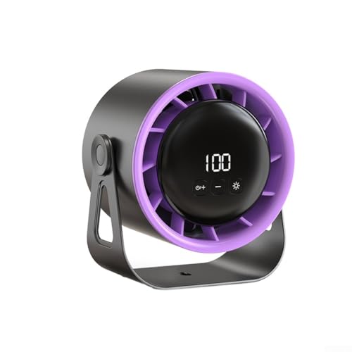 Oniissy Tragbarer USB-Schreibtischventilator mit 4000 mAh Akku, 100 Geschwindigkeitseinstellungen, LED-Display, Nachtlicht, 360 Grad drehbar, Wandhalterung, Desktop-Kühlventilator (grau) von Oniissy