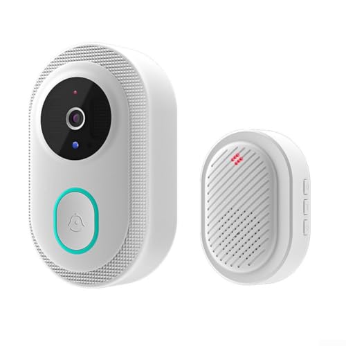 Oniissy Video-Türklingel mit HD 1080P Kamera, IP65 wasserdicht, Zwei-Wege-Audio-Gegensprechanlage, 2,4 G WLAN, kabellose Türklingel für Sicherheit zu Hause (weiß) von Oniissy