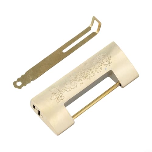 Oniissy Vorhängeschloss aus antikem Messing mit Schlüssel, dekoratives Schloss für Schmuckschatullen, Mini-Schränke, Schubladen, traditionelles geschnitztes Muster (Messing) von Oniissy