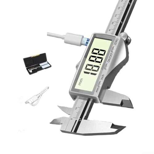 Oniissy Wiederaufladbarer digitaler Messschieber, USB-C-Ladegerät, Edelstahl, Präzisionsmesswerkzeug, 0,01 mm Genauigkeit, großes Display, Industriequalität (D) von Oniissy