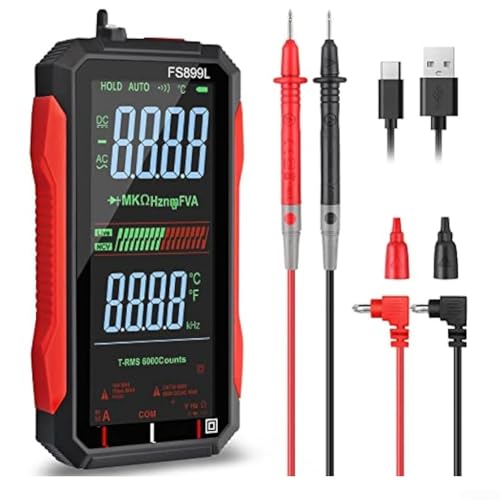 Oniissy Wiederaufladbares Multimeter, digitales Multimeter, misst Spannung, Stromkapazität, FS899C, FS899S, 12,1 cm LCD-Bildschirm, automatische Reichweite, Multi-Tester (FS899S) von Oniissy