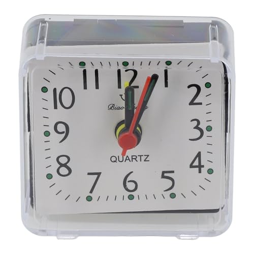 Quadratischer kleiner Reisewecker, leiser genauer Schreibtisch- und Tischwecker, tragbar für Reisen, batteriebetrieben, für Schlafzimmer, Büro und Wohnzimmer (weiß) von Oniissy