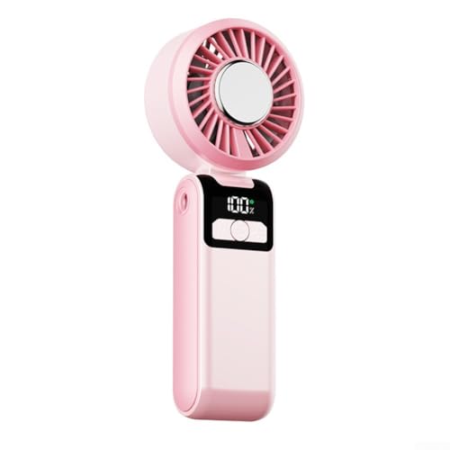 Tragbarer Kühlventilator, 100 Geschwindigkeiten, verstellbare Mini-Turbo-Lüfter, 2400 mAh Akku, USB-Ventilator, LED, faltbarer Hals-Hänge-Ventilator für Reisen, Camping (Rosa) von Oniissy