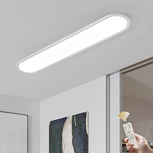 Oninio Dimmbare LED-Deckenleuchte, lange deckenlampe mit Fernbedienung, Moderne Ultraschlanke Deckenleuchte für Schlafzimmer, Küche, Schrank, Flur, weiß 100cm von Oninio