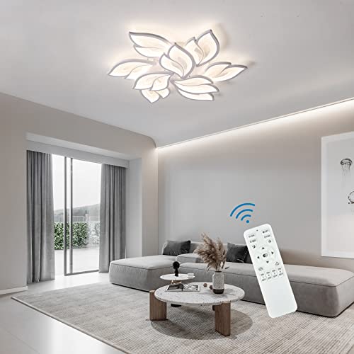 Oninio LED-Deckenleuchte, Dimmbare Blumenform Unterputz-Deckenleuchte, Acryl Deckenleuchte für Schlafzimmer Wohnzimmer Esszimmer Foyer (Weiß 9-Kopf) von Oninio