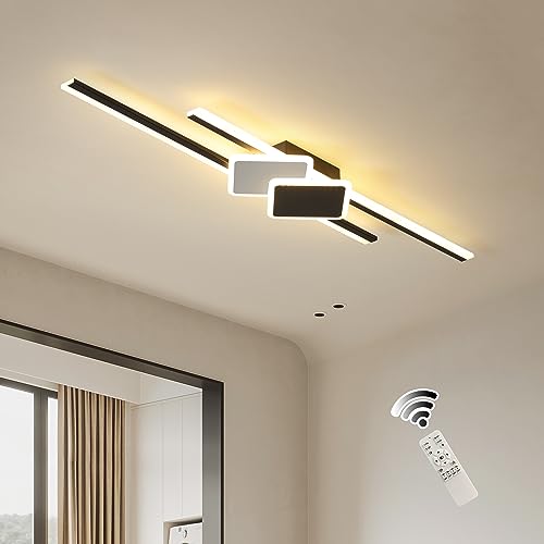 Oninio LED Deckenleuchte Dimmbare Moderne Deckenlampe mit Fernbedienung Minimalistischer Stil Deckenlicht Ideal für Wohnzimmer und Schlafzimmer Schwarz (45W) von Oninio